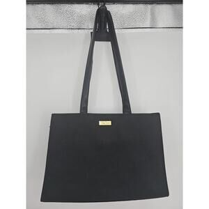 Paloma Picasso Black Canvas Tote Bag Logo Embossed‎ Handbag Women's
